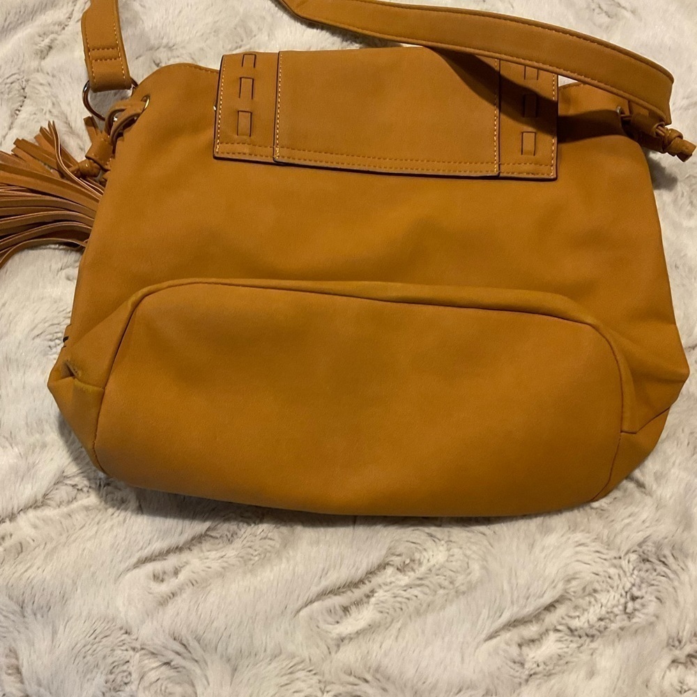 JUSTFAB Saddle Tan Bag with Fringe Tassels - Picture 3 of 7